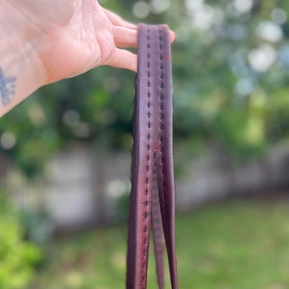 Rustic Boho Italian Leather Bag Burgundy Red Vintage Country Western Style Purse - Picture 5 of 16